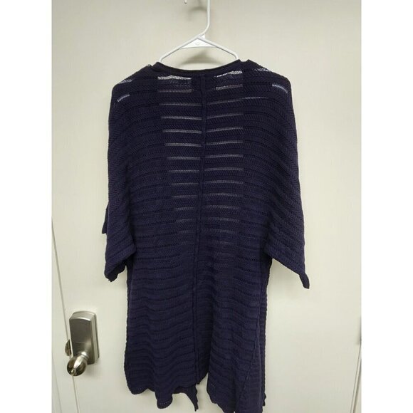 GUINEVERE Anthropologie Dark Blue Cashmere Blend Knit Open Front Cardigan Size M - Picture 2 of 9
